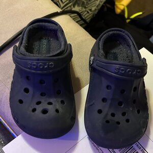 Crocs‎ Kids Children's Fuzzy Lined Black Clogs Shoes Size Child 9